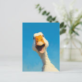 Gelukkige Gans Onder Blauwe Lucht Briefkaart (Staand voorkant)