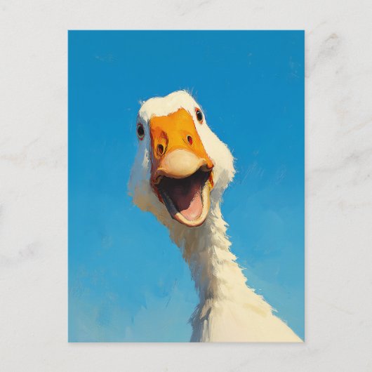 Gelukkige Gans Onder Blauwe Lucht Briefkaart (Voorkant)