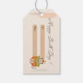 Gelukkige geboortedag groet kat roze cadeaulabel (Voorkant)