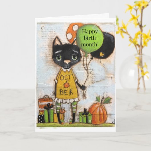 Gelukkige Geboortemaand - oktober Kaart (Gele Bloem)