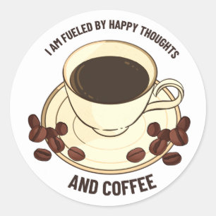 Gelukkige Gedachten en Koffie Inspirerende Sticker