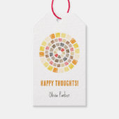 Gelukkige gedachten met waterverf cirkel cadeaulabel (Voorkant)