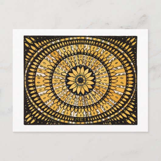 Gelukkige Gele Bloem Sunburst/Rosette Briefkaart (Voorkant)