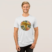 Gelukkige Gele Cantharel Paddenstoel Tri-Blend Shirt (Voorkant volledig)
