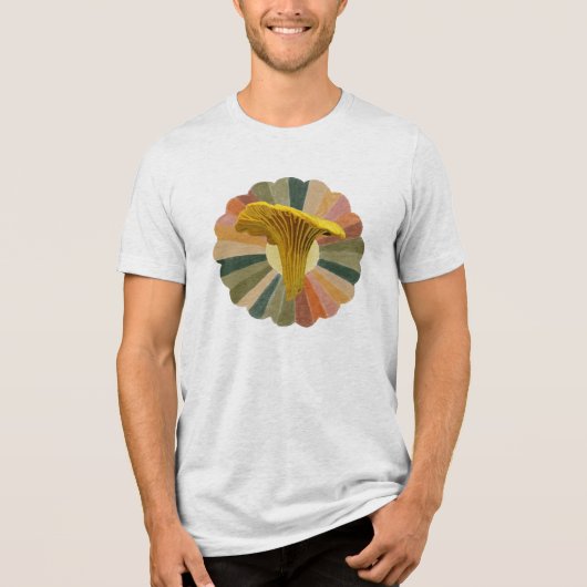 Gelukkige Gele Cantharel Paddenstoel Tri-Blend Shirt (Voorkant)
