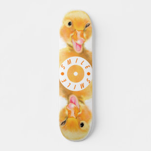 Gelukkige Gele Eend Skateboard Glimlach Grappig Gi