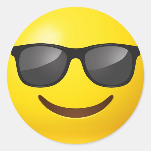 Gelukkige Gele Emoji met Zonnebril Ronde Sticker (Voorkant)
