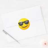 Gelukkige Gele Emoji met Zonnebril Ronde Sticker (Envelop)