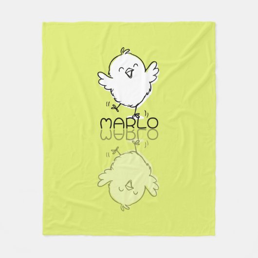 Gelukkige Gele Kuiken Reflectie Doodle Aangepaste Fleece Deken (Voorkant)