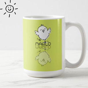Gelukkige Gele Kuiken Reflectie Doodle Aangepaste Koffiemok