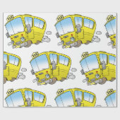 Gelukkige Gele Schoolbus Cadeaupapier (Vlak)