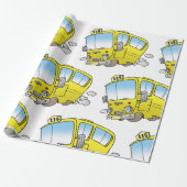 Gelukkige Gele Schoolbus Cadeaupapier (Uitgerold)