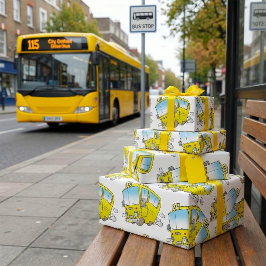 Gelukkige Gele Schoolbus Cadeaupapier