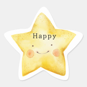 Gelukkige Gele Ster Sticker