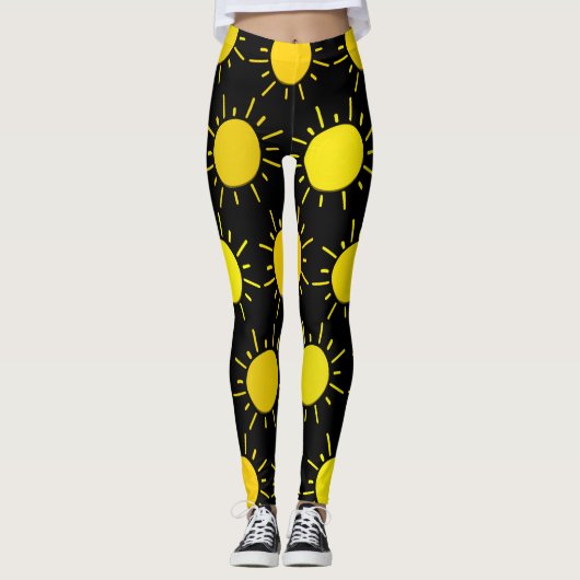 Gelukkige Gele Zonneschijn Mode Leggings (Voorkant)