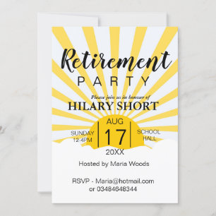 Gelukkige gele zonnestraal pensioneringspartij kaart