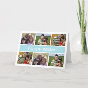 Gelukkige Gevouwen Lichtblauw van de Collage van Feestdagen Kaart