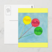 Gelukkige Gezonde Rijke Ballonbevestiging Briefkaart (Voorkant / Achterkant)