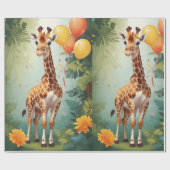 Gelukkige Giraffe & Geschenken in Oerwoud | Inpakp Cadeaupapier (Vlak)