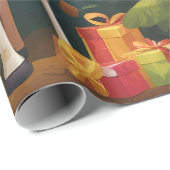 Gelukkige Giraffe met Geschenken | Inpakpapier (Rol Hoek)