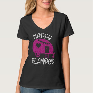 Gelukkige Glamper Camping Meisje Camper Camp Vakan T-shirt