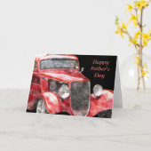 Gelukkige Glanzende Rode Klassiek van Vaderdag Kaart (Gele Bloem)