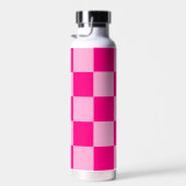 Gelukkige Glimlach & Stijlvolle Hete Roze Geruite Waterfles (Rechts)