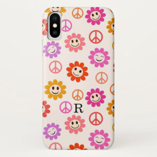 Gelukkige glimlachende bloemen met vredestekens ge Case-Mate iPhone case