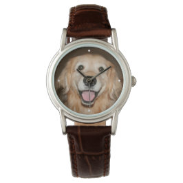 Gelukkige Glimlachende Gouden Retriever Hond Horloge