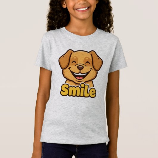 Gelukkige glimlachende hond t-shirt (Voorkant)