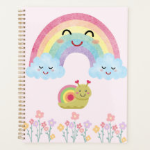 Gelukkige glimlachende regenboog met knuffelslak &