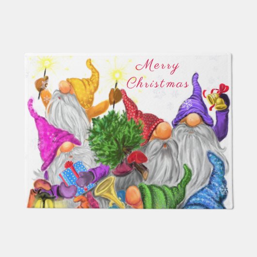 Gelukkige Gnome Partij Kerstmis Deurmat (Voorkant)