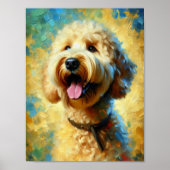 Gelukkige Goldendoodle Olie Schilderkunst Poster (Voorkant)