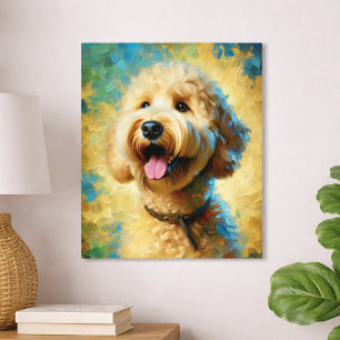 Gelukkige Goldendoodle Olie Schilderkunst Poster