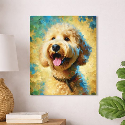 Gelukkige Goldendoodle Olie Schilderkunst Poster