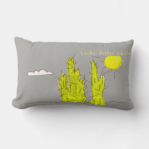 Gelukkige Gouden Cactus Doodle Funky Worp Kussen