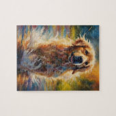Gelukkige Gouden Retriever in Water Legpuzzel (Horizontaal)