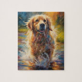 Gelukkige Gouden Retriever in Water Legpuzzel (Verticaal)