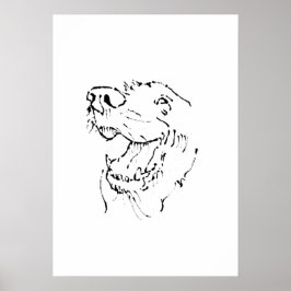 Gelukkige Gouden Retriever Inkt Illustratie, Wandd Poster