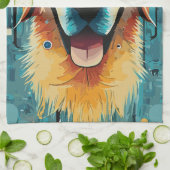 Gelukkige Gouden Retriever Mam Theedoek (Gevouwen)