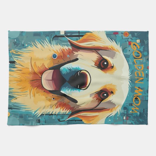 Gelukkige Gouden Retriever Mam Theedoek (Horizontaal)