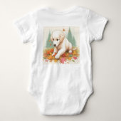 Gelukkige Gouden Retriever Puppy in bladeren Romper (Achterkant)