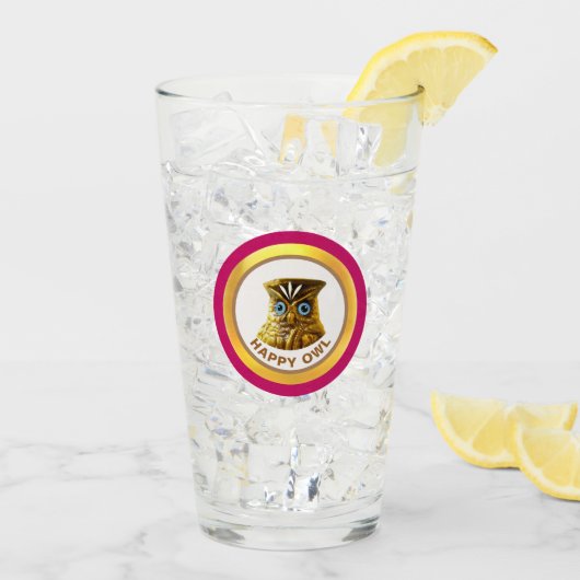 Gelukkige Gouden Uil Glas (Achterkant ijs)