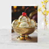 Gelukkige gouden verjaardag | Ice Cream Sundae Kaart (Gele Bloem)