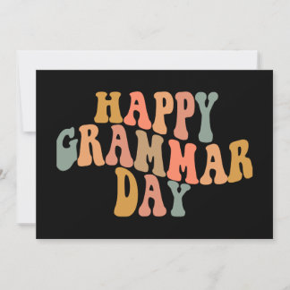 Gelukkige Grammar Dag Retro Wavy Feestdagenkaart
