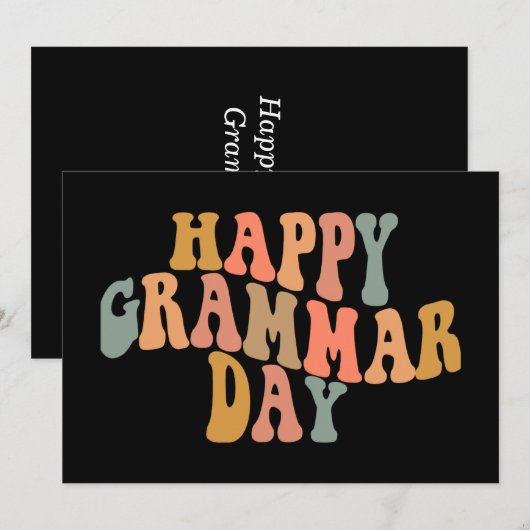 Gelukkige Grammar Dag Retro Wavy Feestdagenkaart (Voorkant / Achterkant)