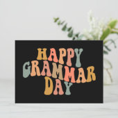 Gelukkige Grammar Dag Retro Wavy Feestdagenkaart (Staand voorkant)
