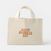 Gelukkige Grammar Dag Retro Wavy Mini Tote Bag (Achterkant)