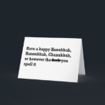 gelukkige grappige hanukkah chanukkah spelling feestdagen kaart<br><div class="desc">gelukkige grappige hanukkah chanukkah spelling</div>