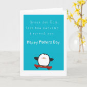 Gelukkige grappige vadersdag met pinguïnkaart kaart (Gele Bloem)